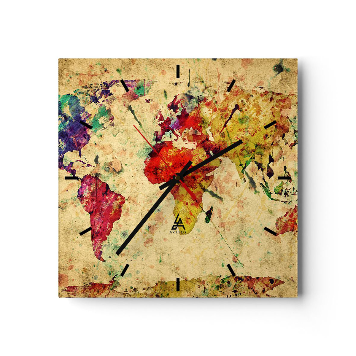 Zegar Ścienny - Mapa Kontynenty  - 30X30 Cm - C3Ac30X30-3582
