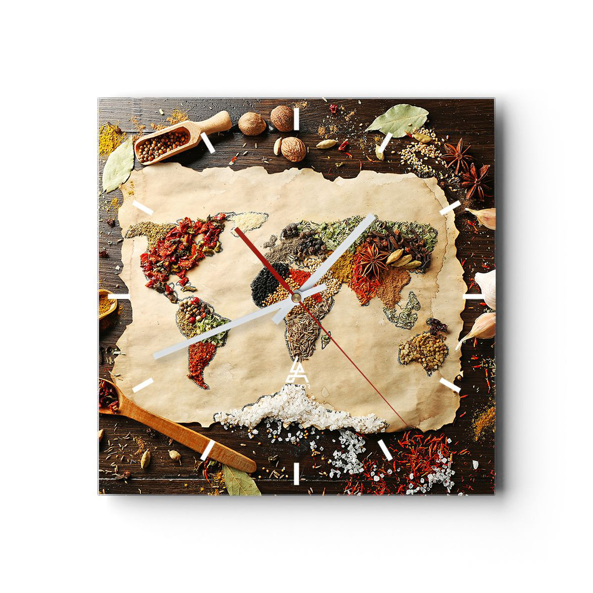 Zegar Ścienny - Mapa Przyprawy  - 40X40 Cm - C3Ac40X40-2832