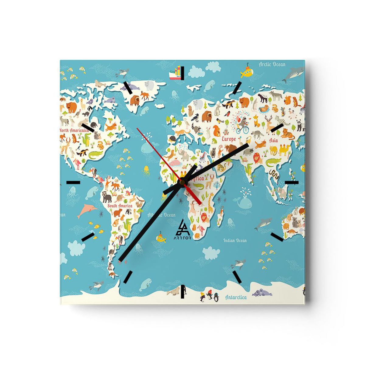 Zegar Ścienny - Mapa Kontynent - 40X40 Cm - C3Ac40X40-3106