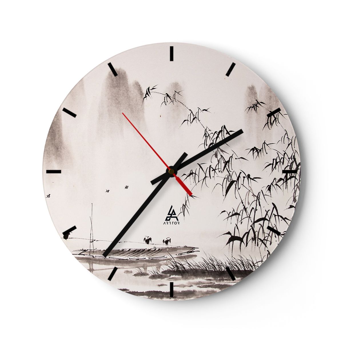 Ash Horloge Murale Design En Verre 30x30 Montagne Ash Nuit botanique 