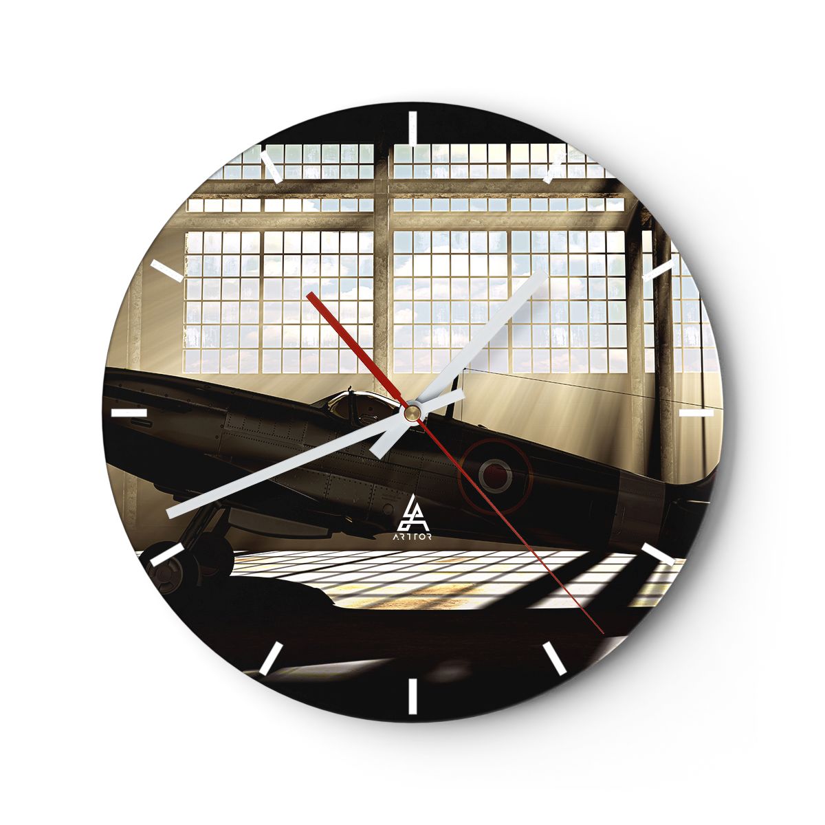 Zegar Ścienny - Samolot Hangar - 40X40 Cm - C3Ar40X40-2969