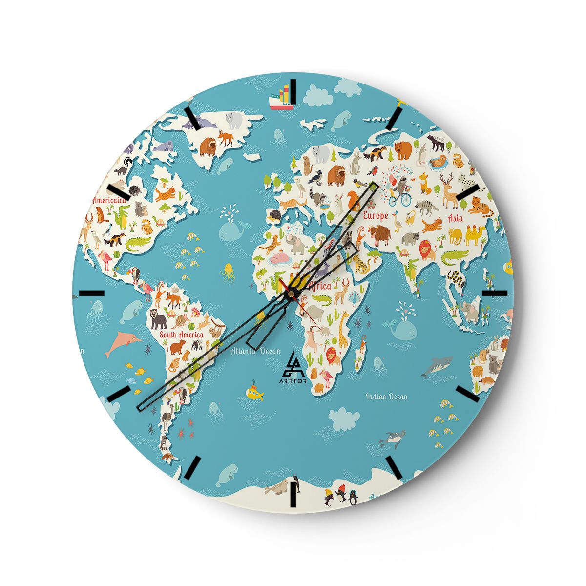 Zegar Ścienny - Mapa Kontynent - 60X60 Cm - C3Ar60X60-3106