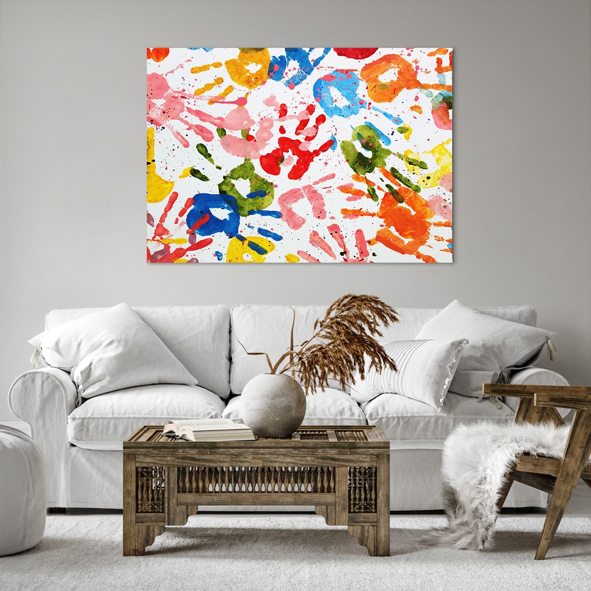 Obraz Na Płótnie - Dłoń Odcisk Farba - 100X70 Cm - Aa100X70-2876