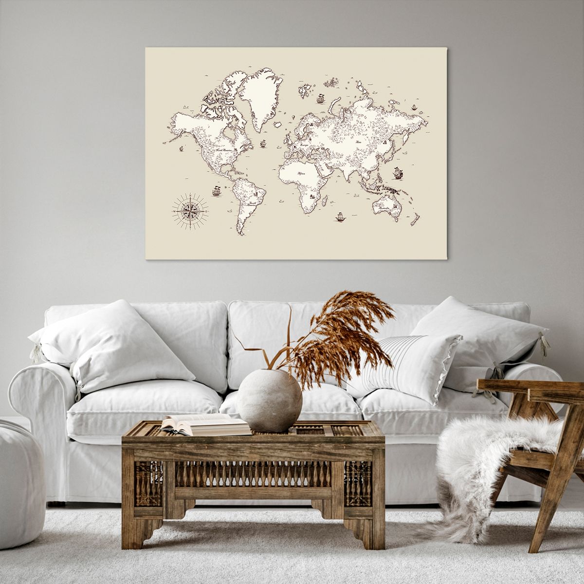 Obraz Na Płótnie - Mapa Kontynent - 100X70 Cm - Aa100X70-2910