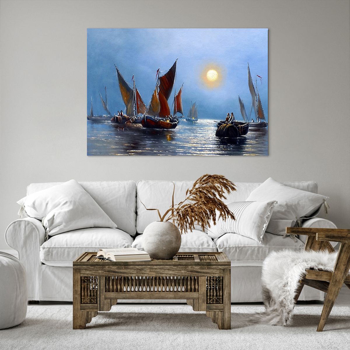 Obraz Na Płótnie - Łódź Połów Rybak - 100X70 Cm - Aa100X70-2957