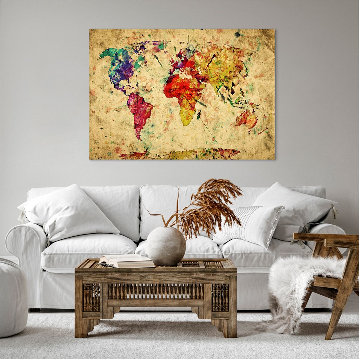 Obraz Na Płótnie - Mapa Kontynenty  - 100X70 Cm - Aa100X70-3582