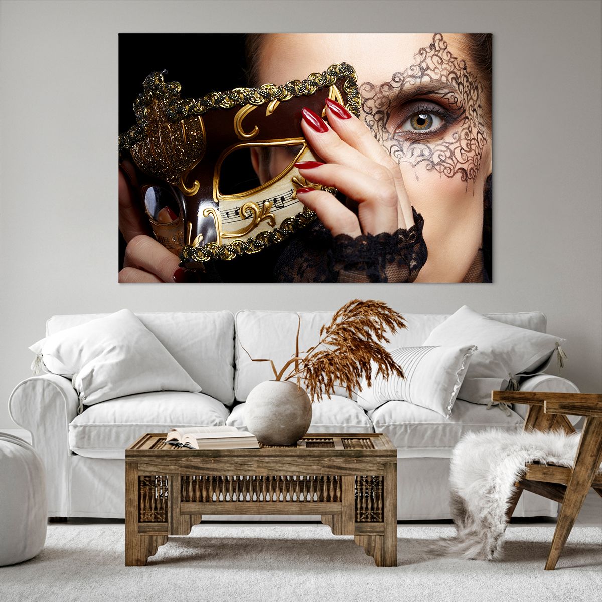Obraz Na Płótnie - Kobieta Maska  - 120X80 Cm - Aa120X80-2680