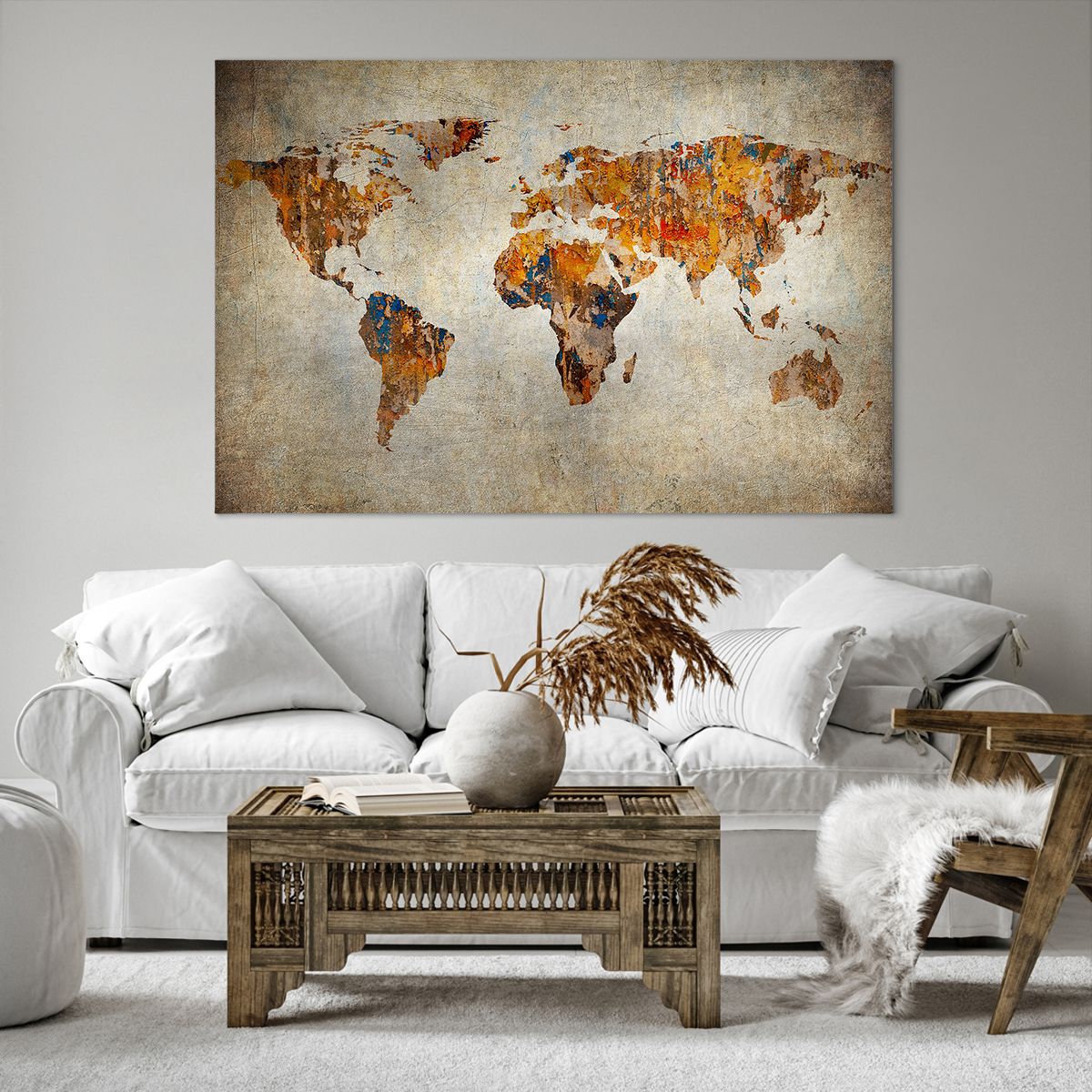 Obraz Na Płótnie - Mapa Kontynent - 120X80 Cm - Aa120X80-2783