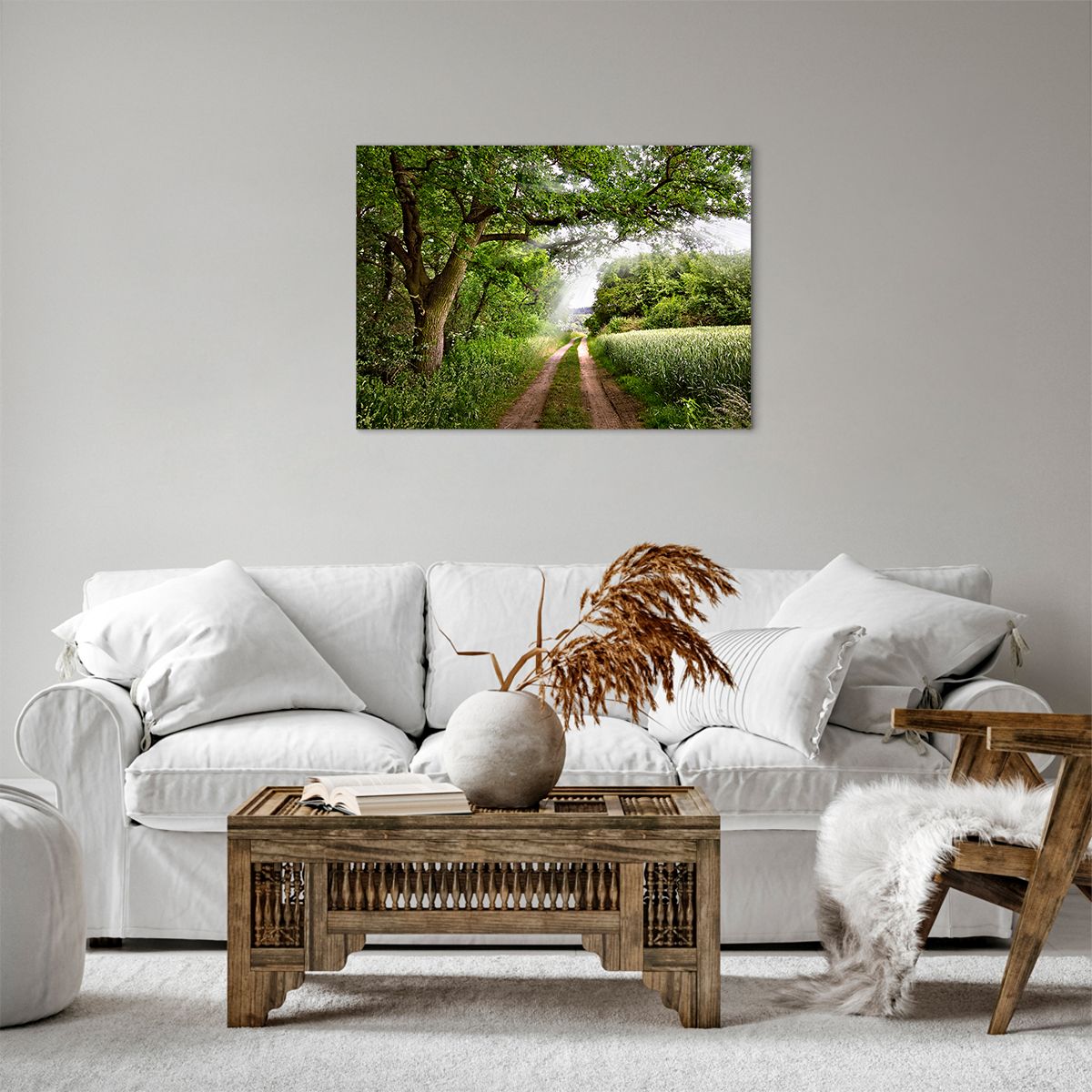 Obraz Na Płótnie - Las Pole Droga - 70X50 Cm - Aa70X50-2637