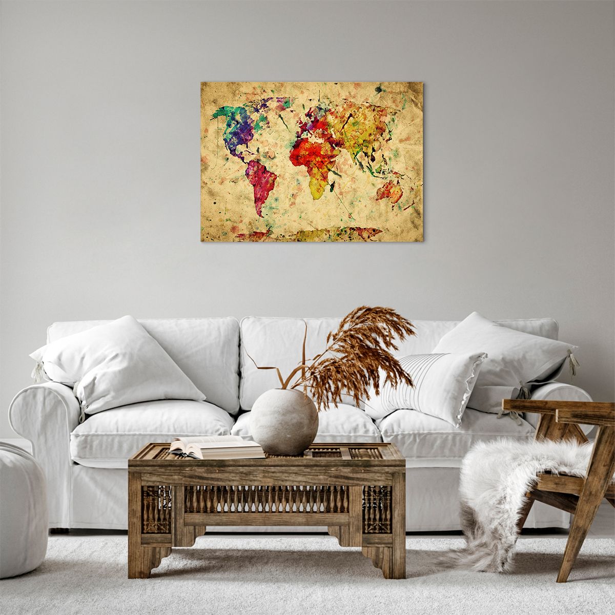 Obraz Na Płótnie - Mapa Kontynenty  - 70X50 Cm - Aa70X50-3582