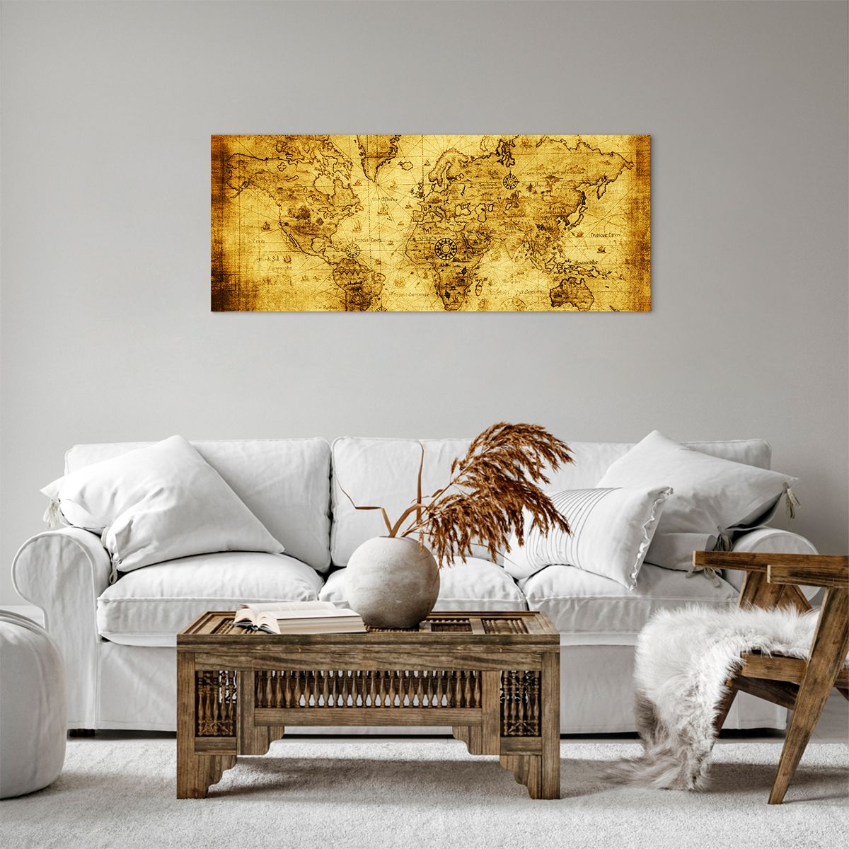 Obraz Na Płótnie - Mapa Świata - 100X40 Cm - Ab100X40-0127