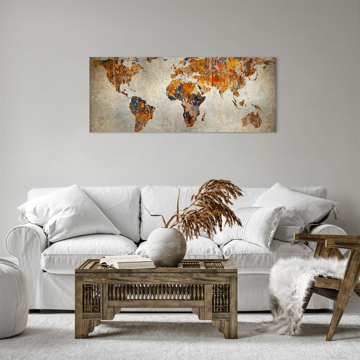 Obraz Na Płótnie - Mapa Kontynent - 100X40 Cm - Ab100X40-2783