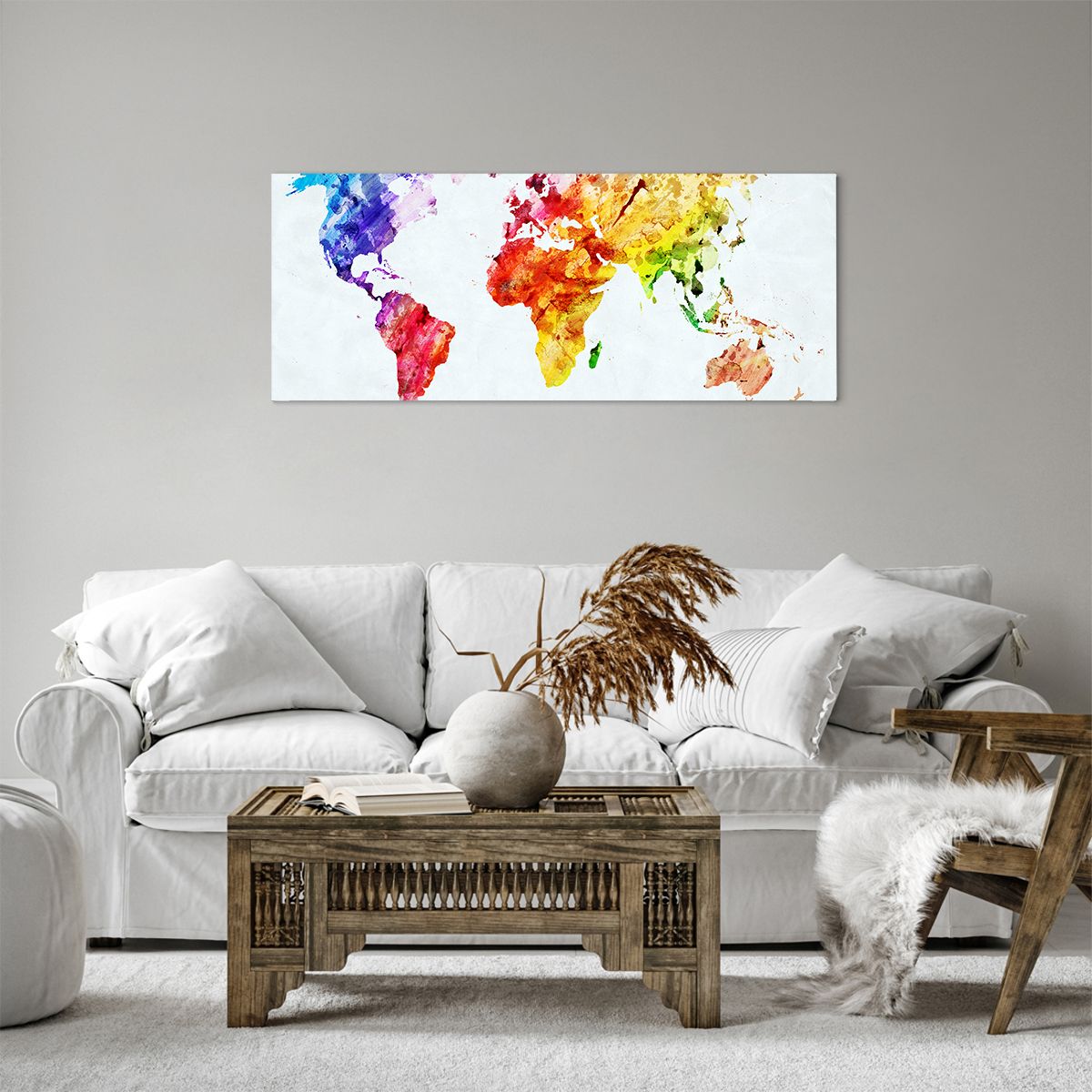 Obraz Na Płótnie - Mapa Kontynent - 100X40 Cm - Ab100X40-2799