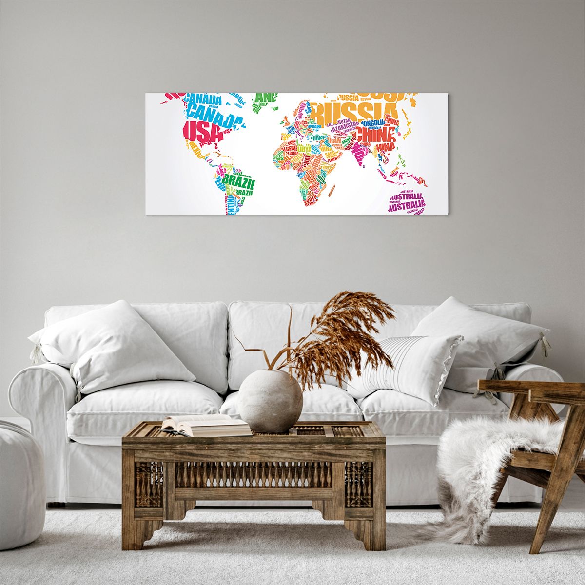 Obraz Na Płótnie - Mapa Kontynent - 100X40 Cm - Ab100X40-2860