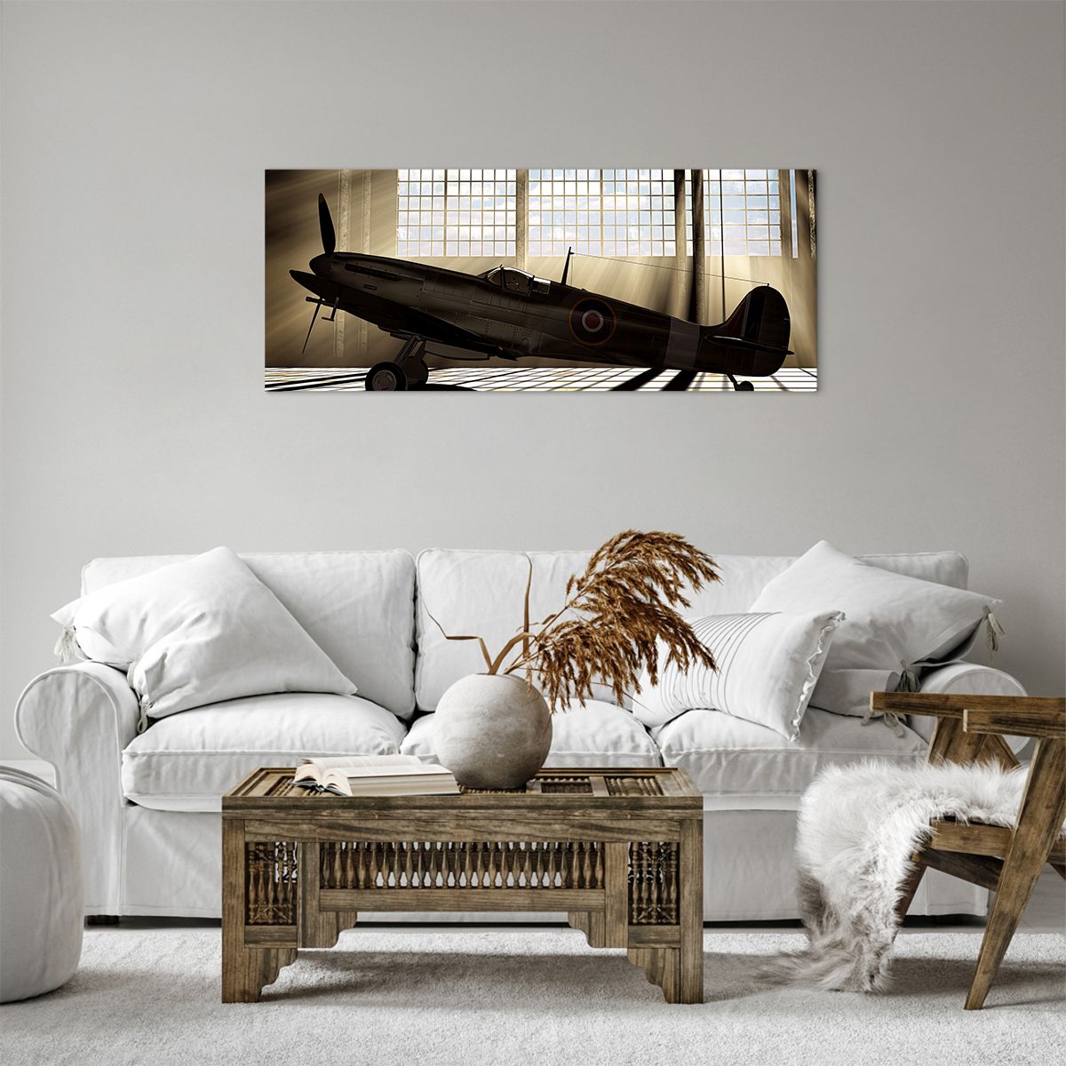 Obraz Na Płótnie - Samolot Hangar - 100X40 Cm - Ab100X40-2969