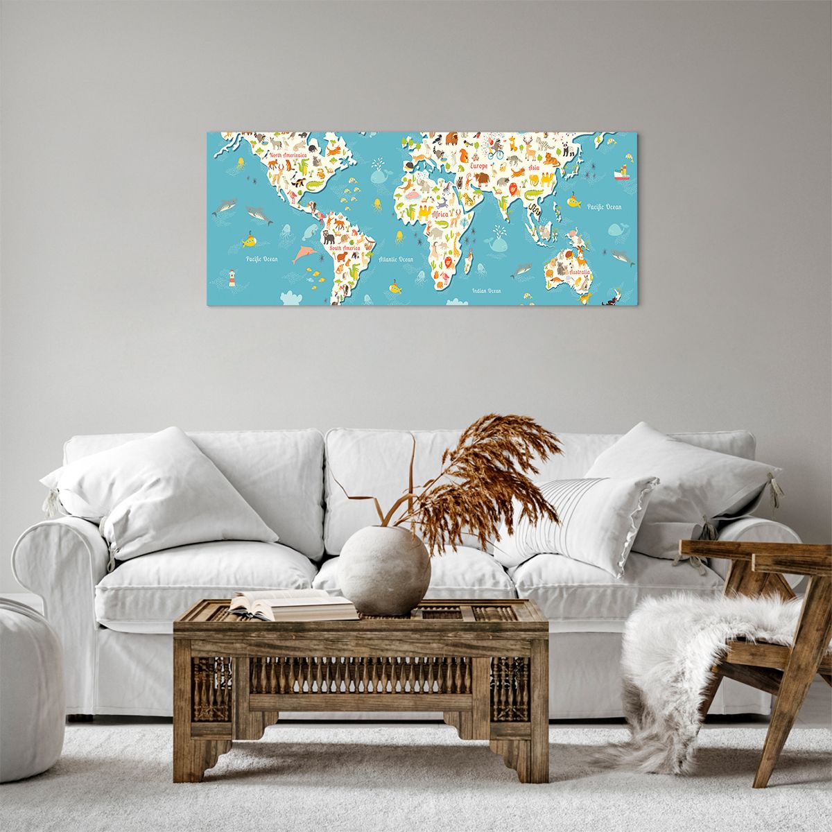 Obraz Na Płótnie - Mapa Kontynent - 100X40 Cm - Ab100X40-3106