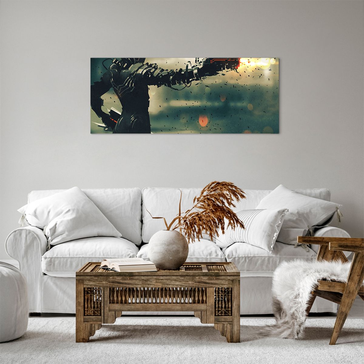 Obraz Na Płótnie - Robot Walka Broń - 100X40 Cm - Ab100X40-3196