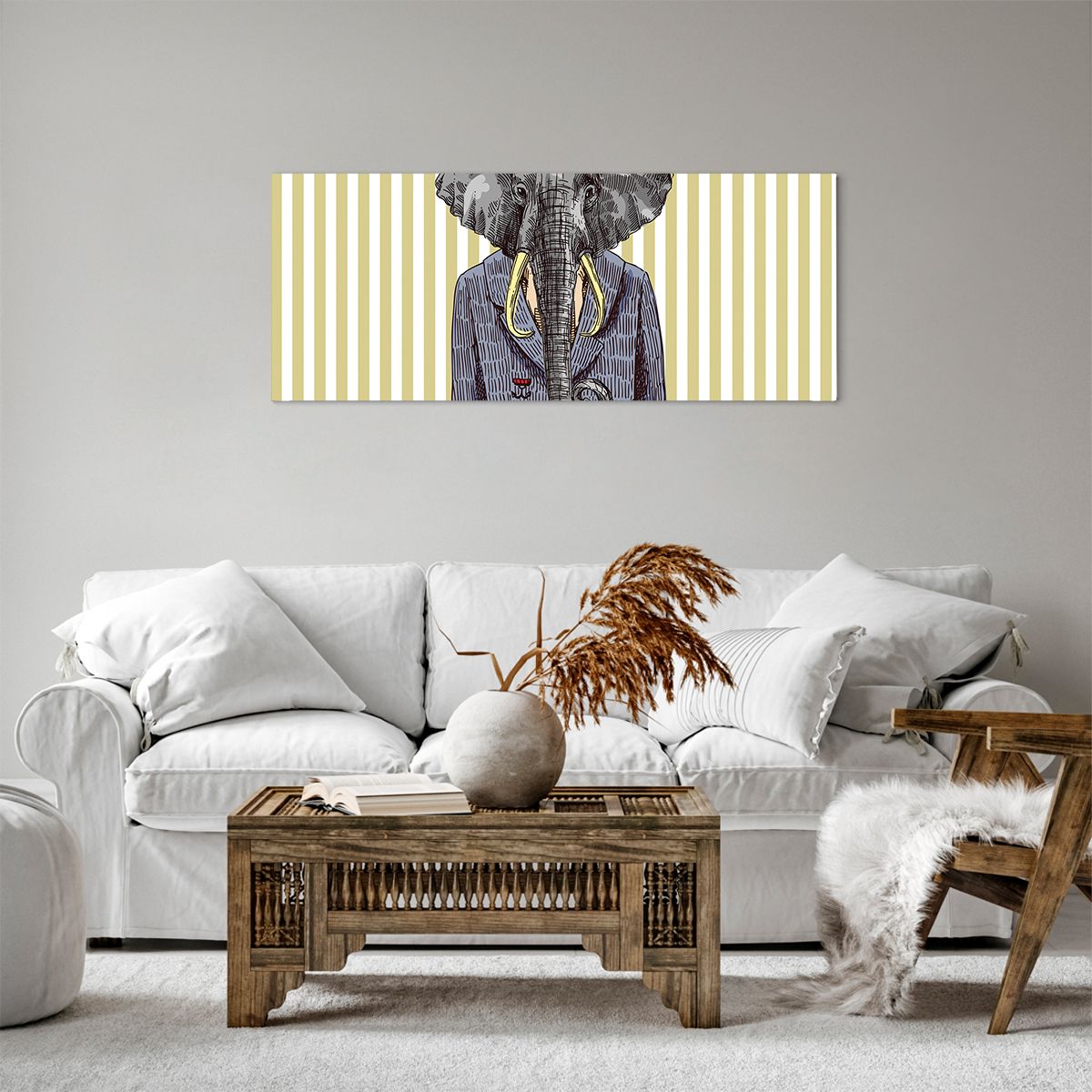 Obraz Na Płótnie - Słoń Elegant  - 100X40 Cm - Ab100X40-3209