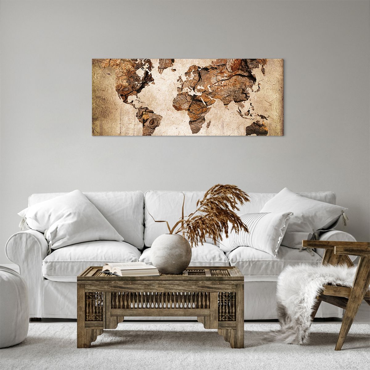 Obraz Na Płótnie - Mapa Kontynenty - 100X40 Cm - Ab100X40-3590