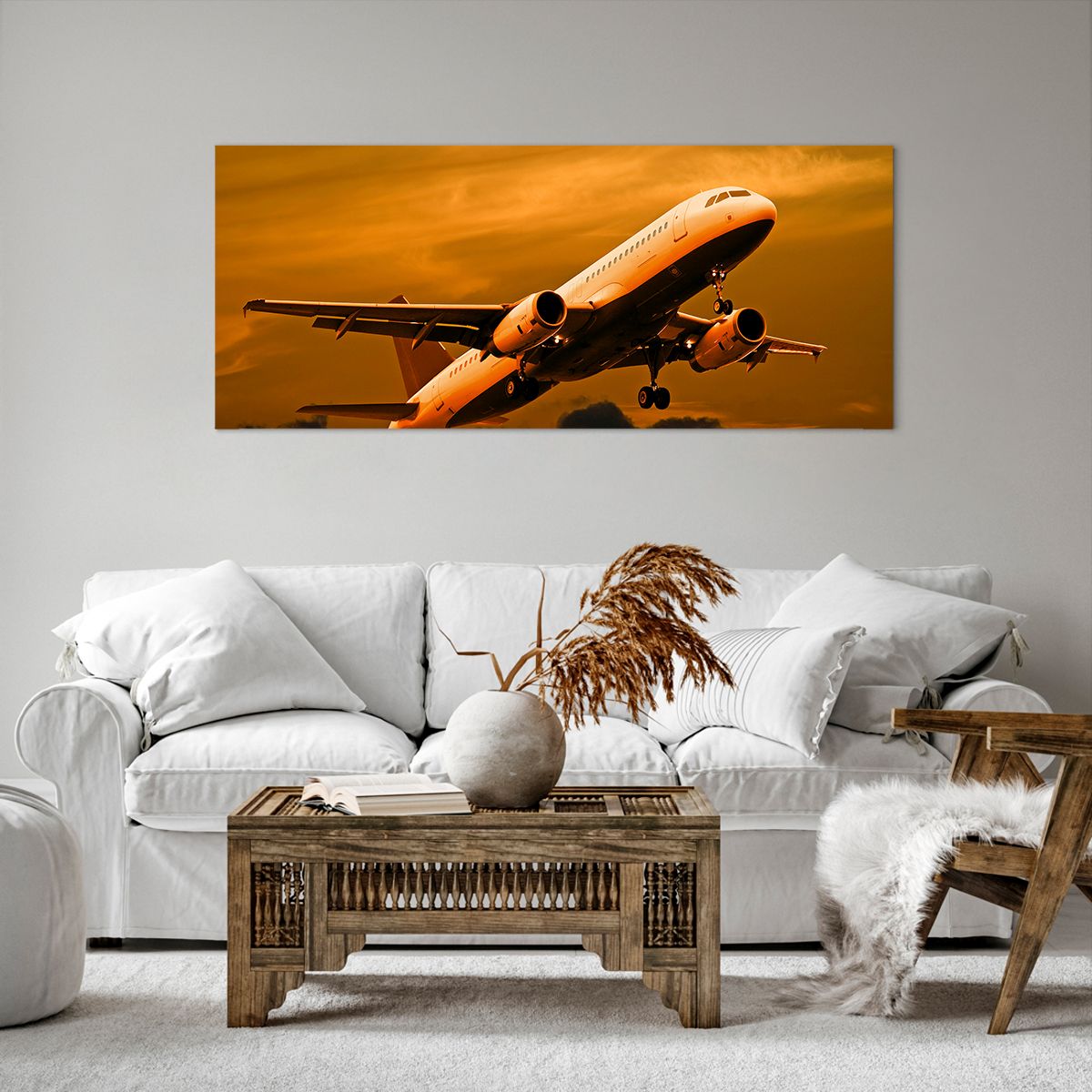 Obraz Na Płótnie - Samolot Start - 120X50 Cm - Ab120X50-0368