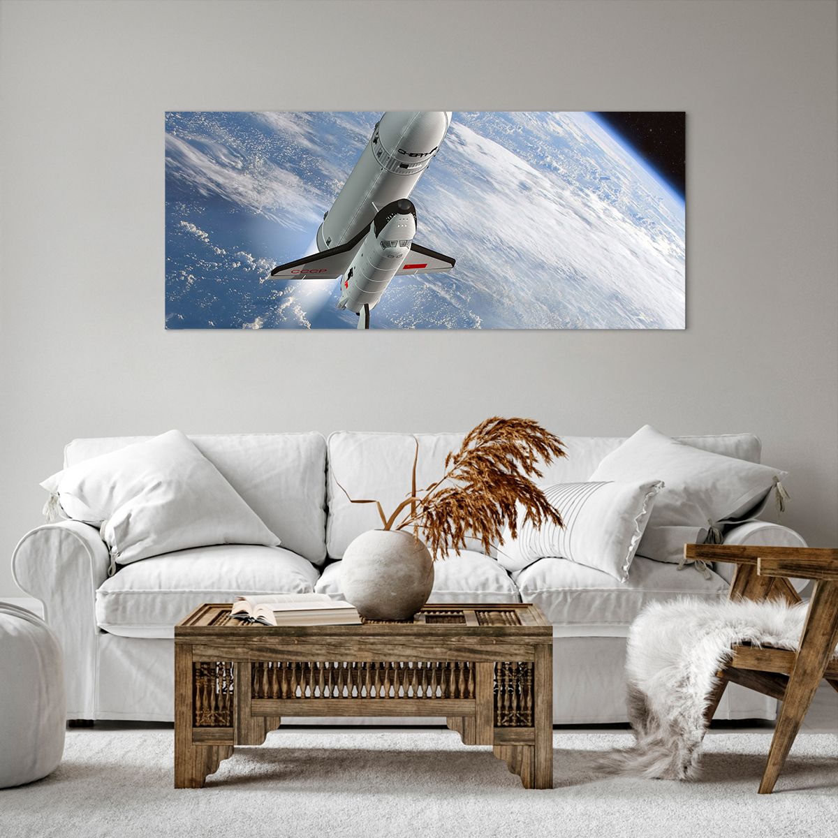Obraz Na Płótnie - Sputnik Orbita - 120X50 Cm - Ab120X50-0496
