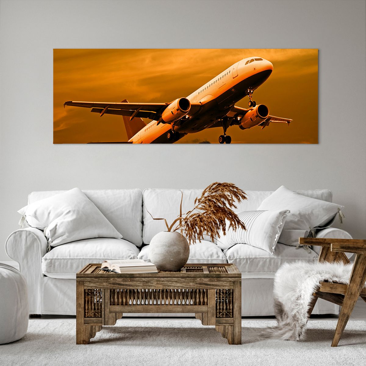 Obraz Na Płótnie - Samolot Start - 140X50 Cm - Ab140X50-0368