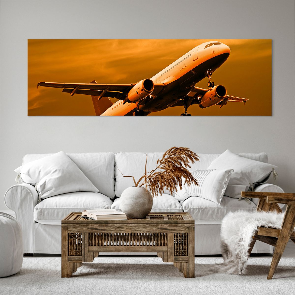 Obraz Na Płótnie - Samolot Start - 160X50 Cm - Ab160X50-0368