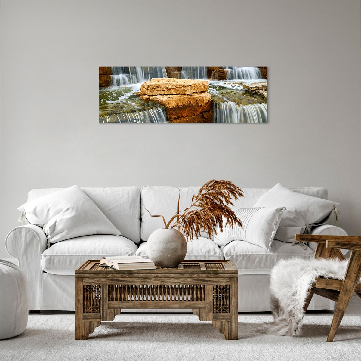 Obraz Na Płótnie - Kaskada Wodna - 90X30 Cm - Ab90X30-0122