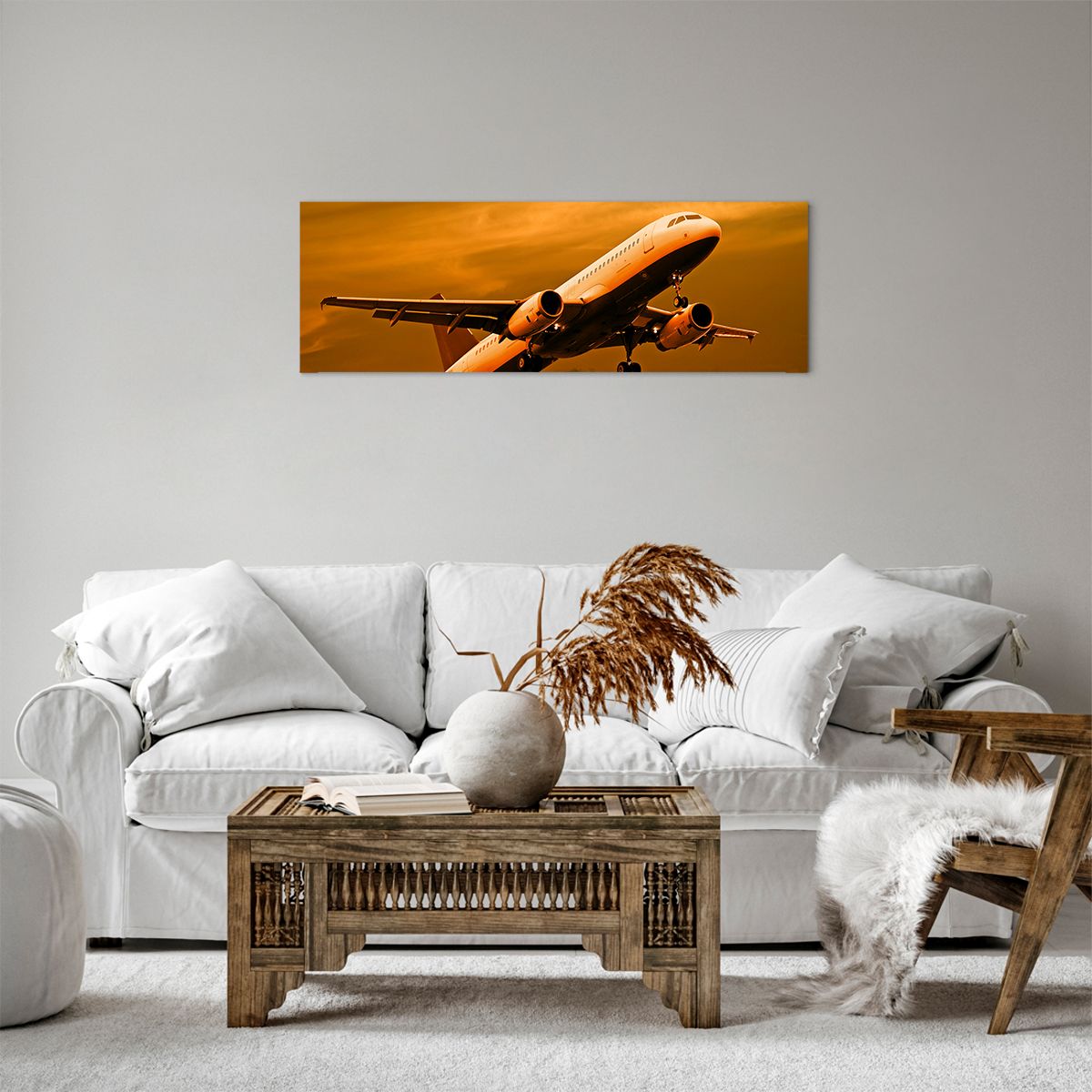 Obraz Na Płótnie - Samolot Start - 90X30 Cm - Ab90X30-0368