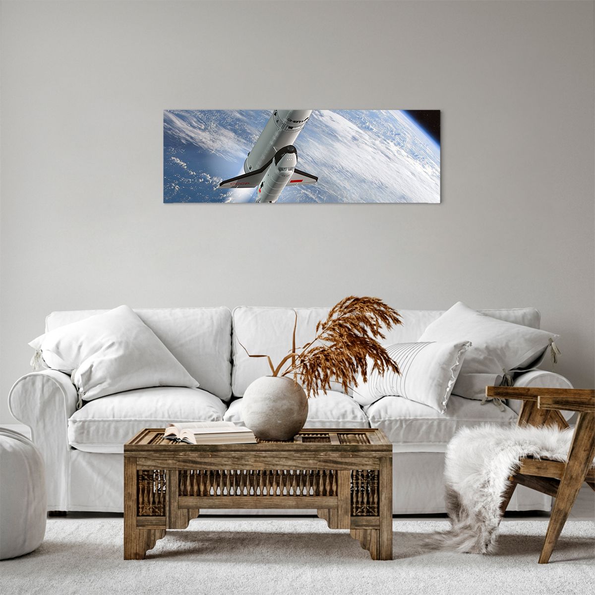 Obraz Na Płótnie - Sputnik Orbita - 90X30 Cm - Ab90X30-0496