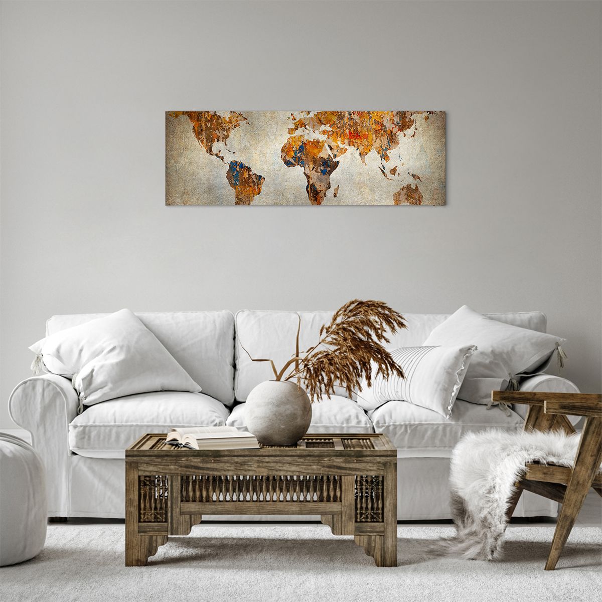Obraz Na Płótnie - Mapa Kontynent - 90X30 Cm - Ab90X30-2783