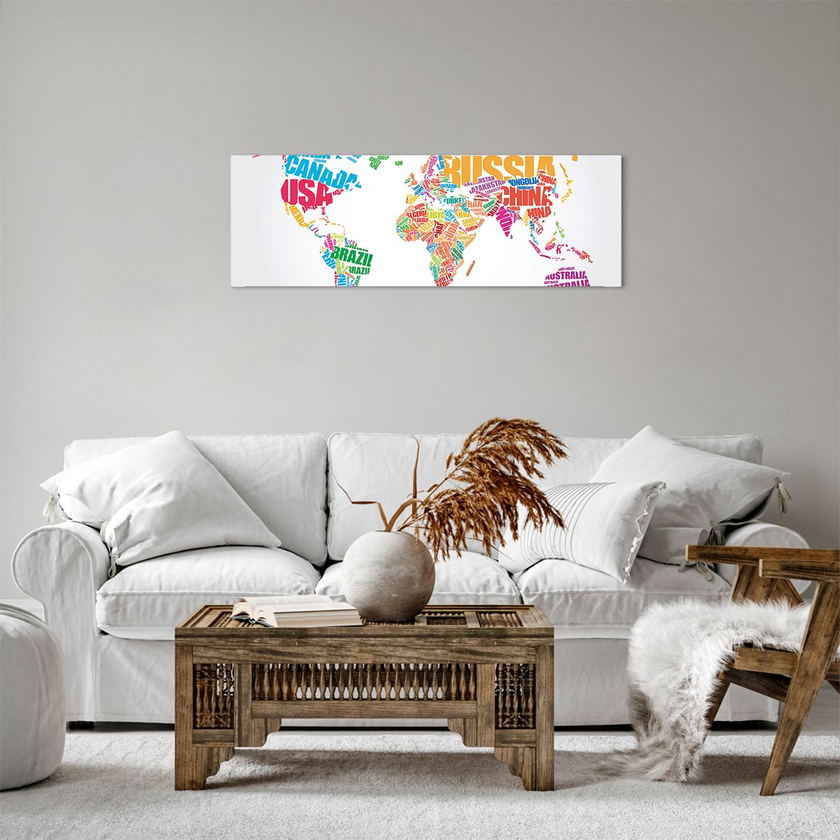 Obraz Na Płótnie - Mapa Kontynent - 90X30 Cm - Ab90X30-2860