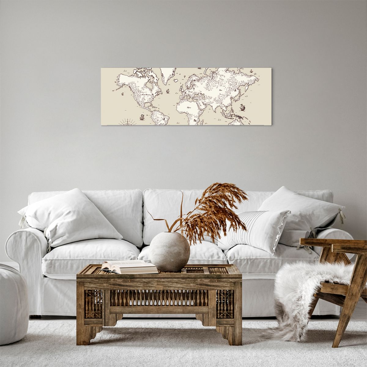 Obraz Na Płótnie - Mapa Kontynent - 90X30 Cm - Ab90X30-2910