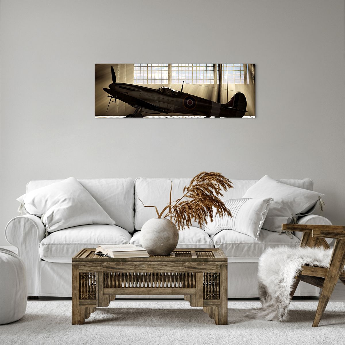 Obraz Na Płótnie - Samolot Hangar - 90X30 Cm - Ab90X30-2969