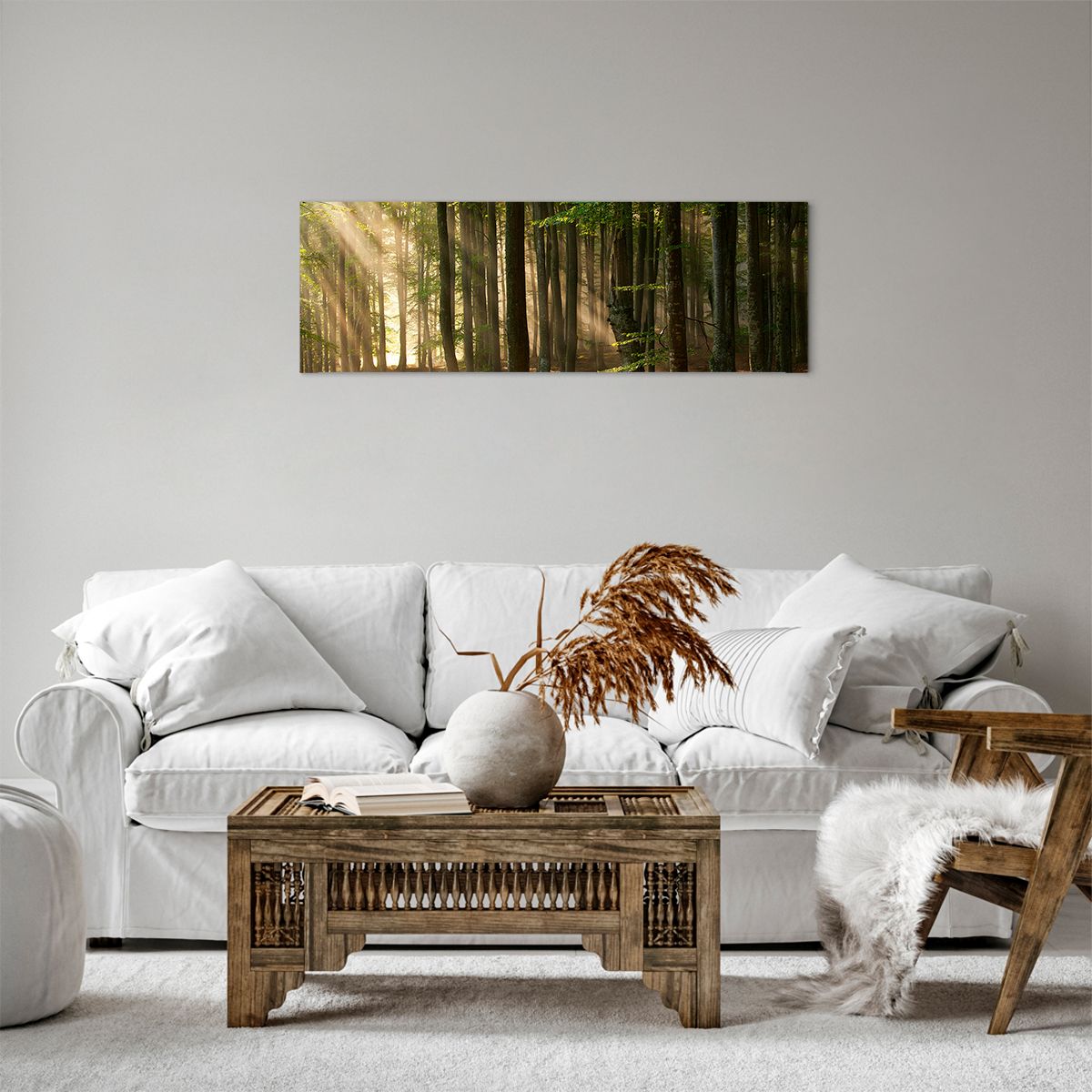 Obraz Na Płótnie - Las Drzewa Chrust  - 90X30 Cm - Ab90X30-3628