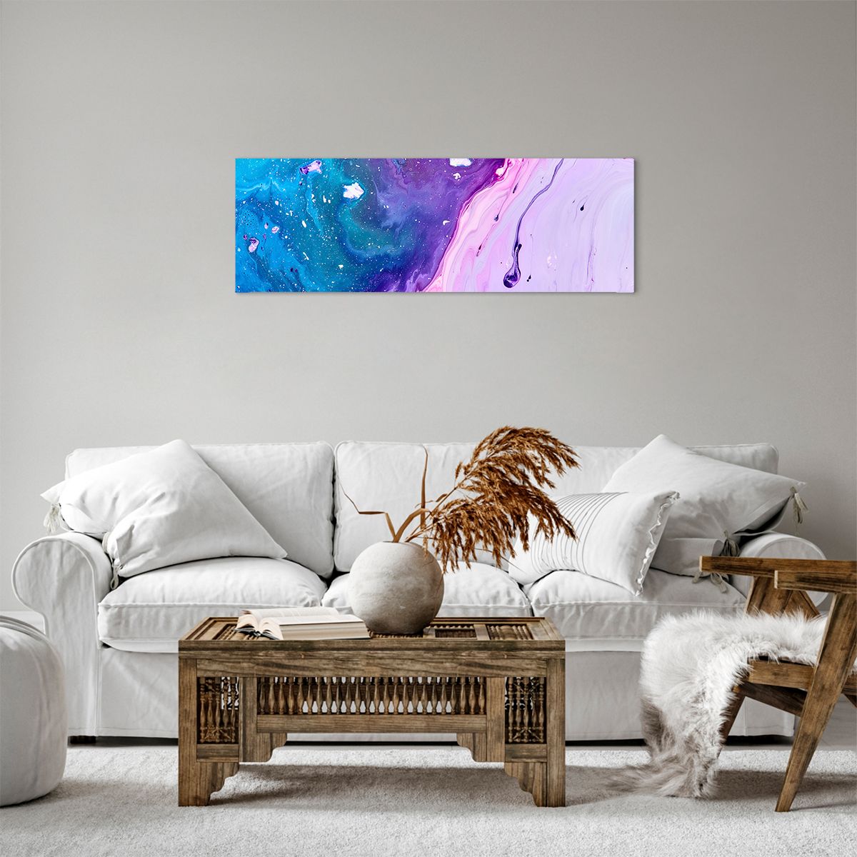 Obraz Na Płótnie - Kompozycja Błekit - 90X30 Cm - Ab90X30-3824