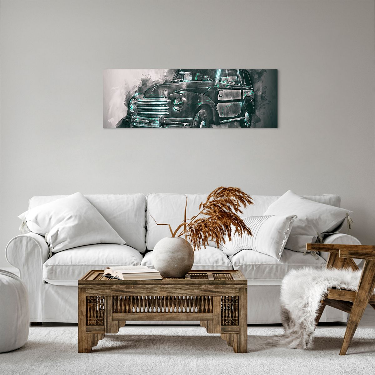 Obraz Na Płótnie - Samochód Retro  - 90X30 Cm - Ab90X30-3834