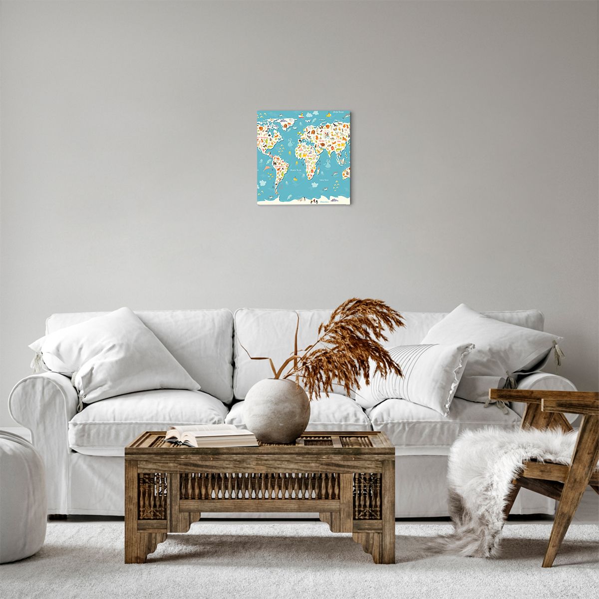 Obraz Na Płótnie - Mapa Kontynent - 30X30 Cm - Ac30X30-3106