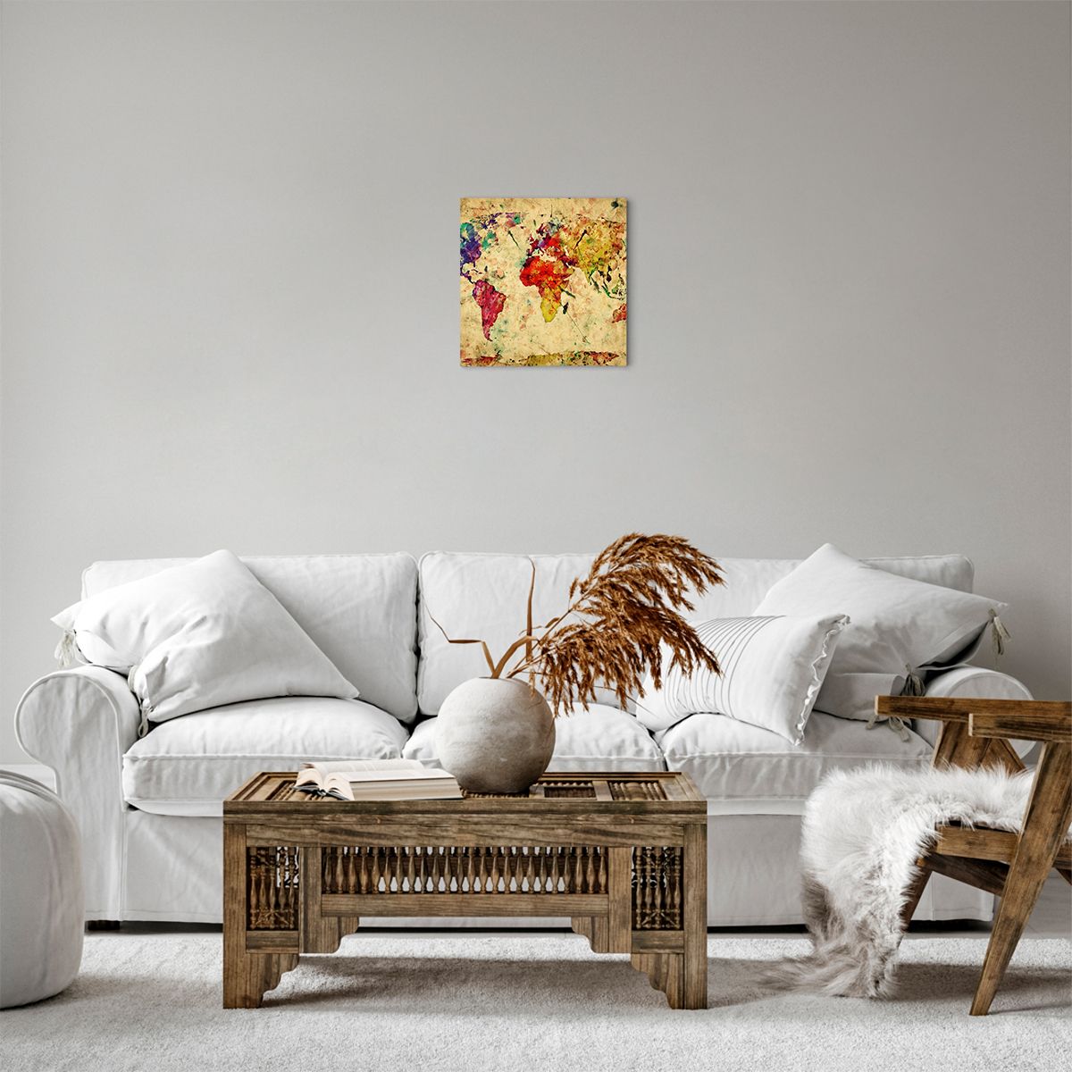 Obraz Na Płótnie - Mapa Kontynenty  - 30X30 Cm - Ac30X30-3582