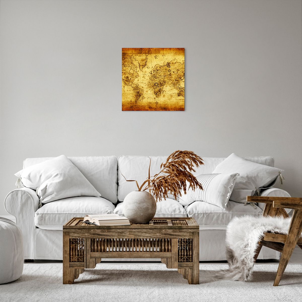 Obraz Na Płótnie - Mapa Świata - 40X40 Cm - Ac40X40-0127