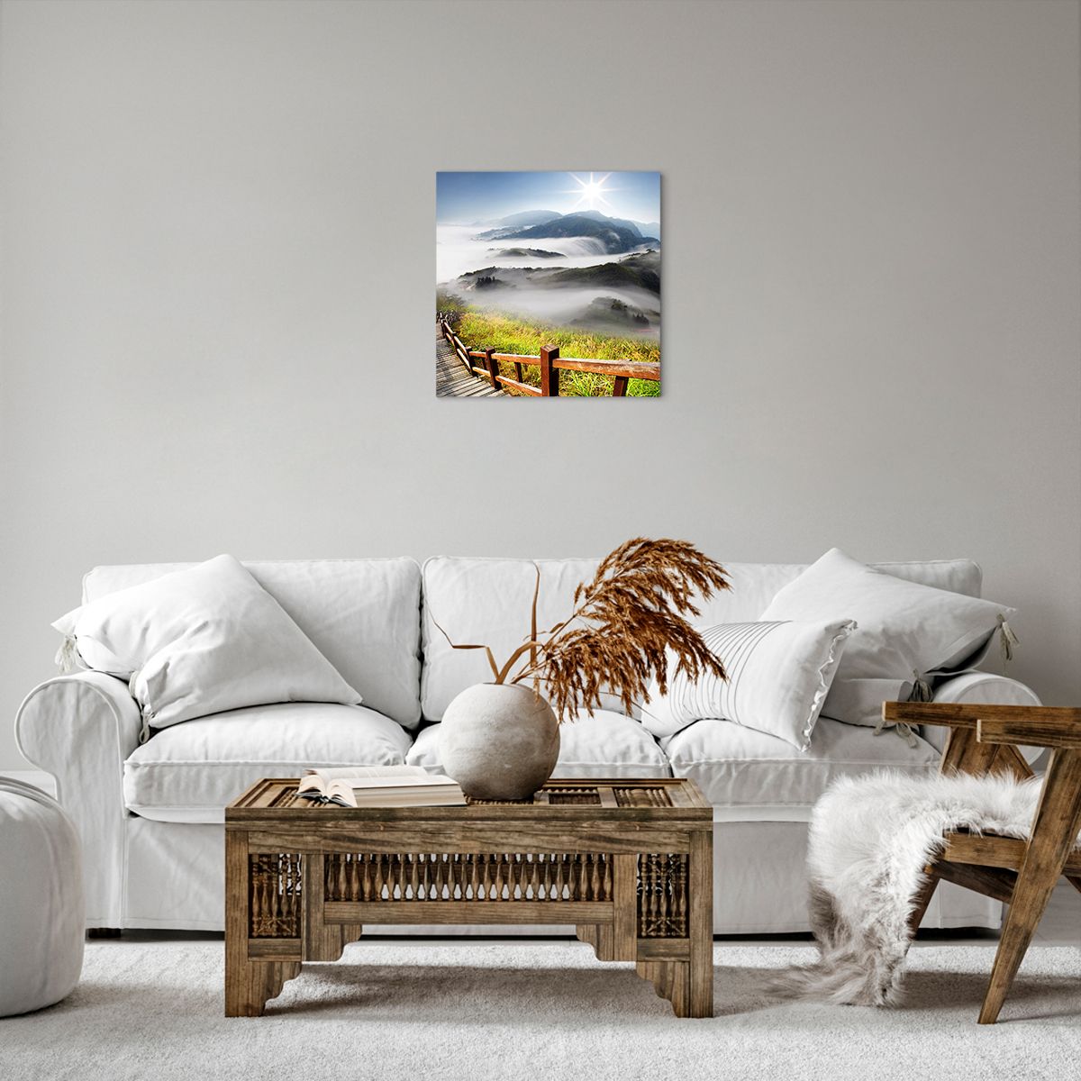 Obraz Na Płótnie - Góry Droga Mgła - 40X40 Cm - Ac40X40-2444