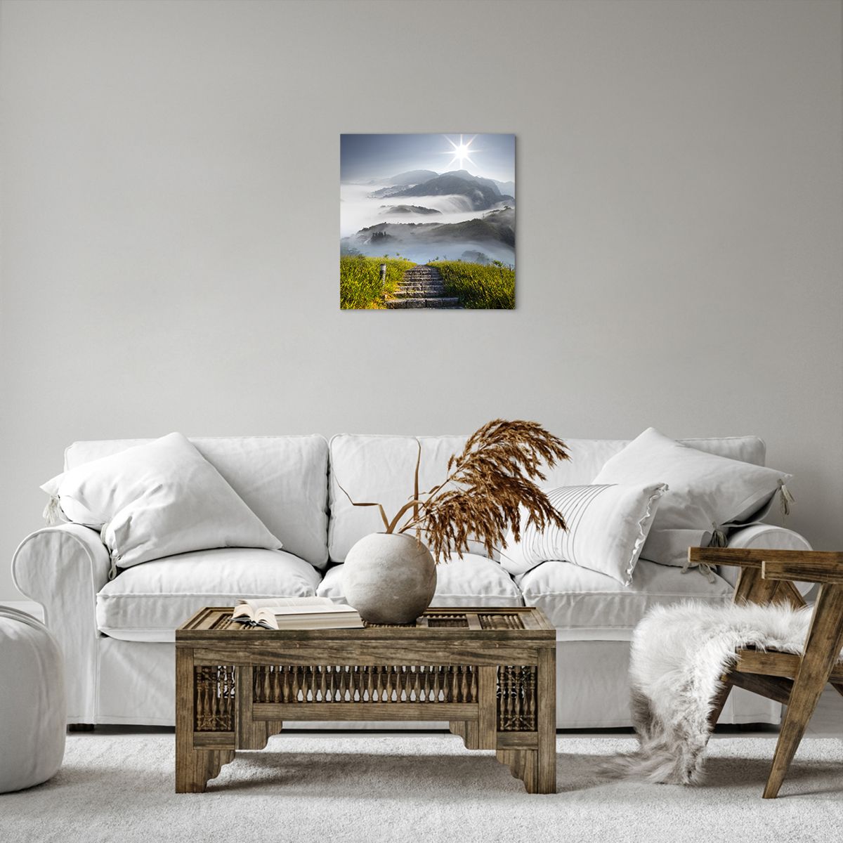 Obraz Na Płótnie - Góry Droga Mgła - 40X40 Cm - Ac40X40-2478