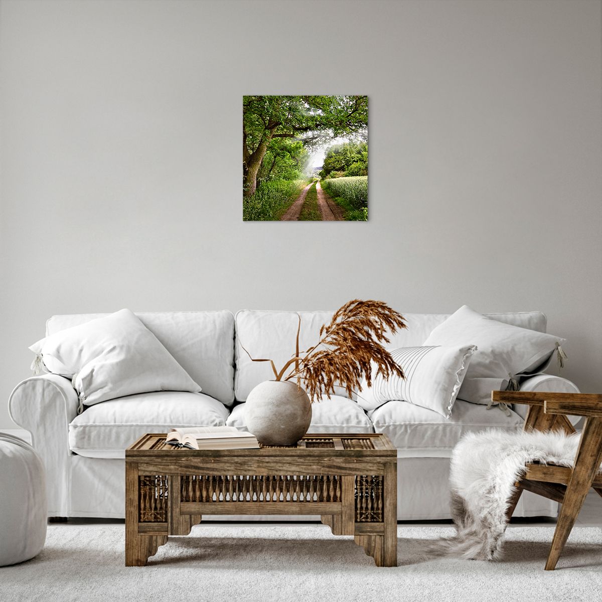Obraz Na Płótnie - Las Pole Droga - 40X40 Cm - Ac40X40-2637