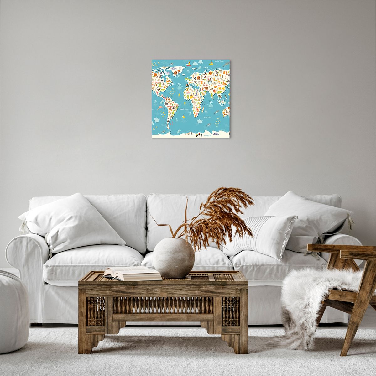 Obraz Na Płótnie - Mapa Kontynent - 40X40 Cm - Ac40X40-3106