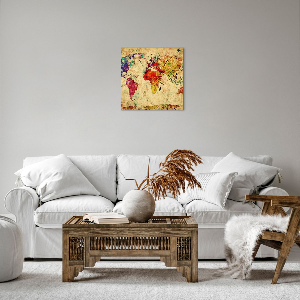 Obraz Na Płótnie - Mapa Kontynenty  - 40X40 Cm - Ac40X40-3582