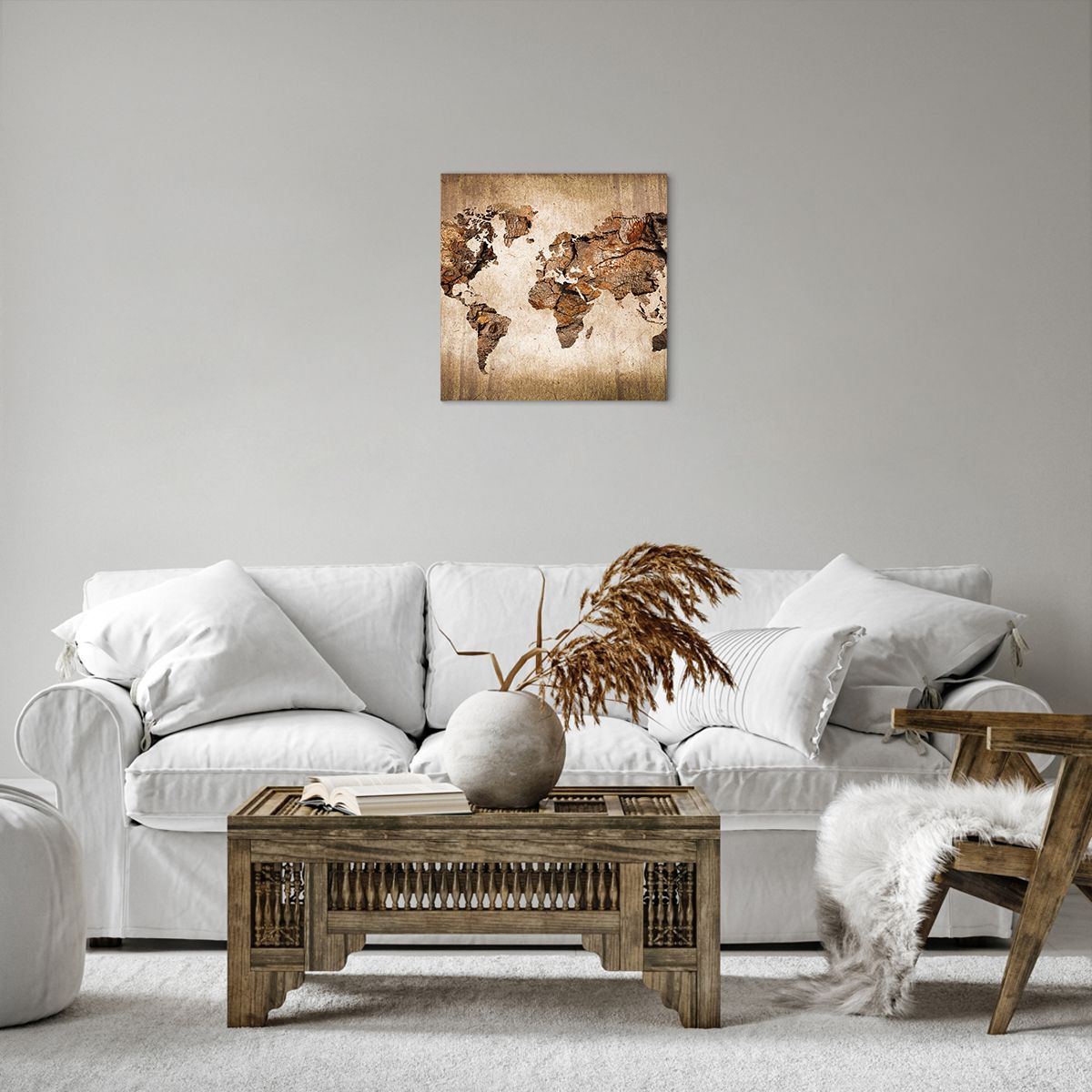 Obraz Na Płótnie - Mapa Kontynenty - 40X40 Cm - Ac40X40-3590