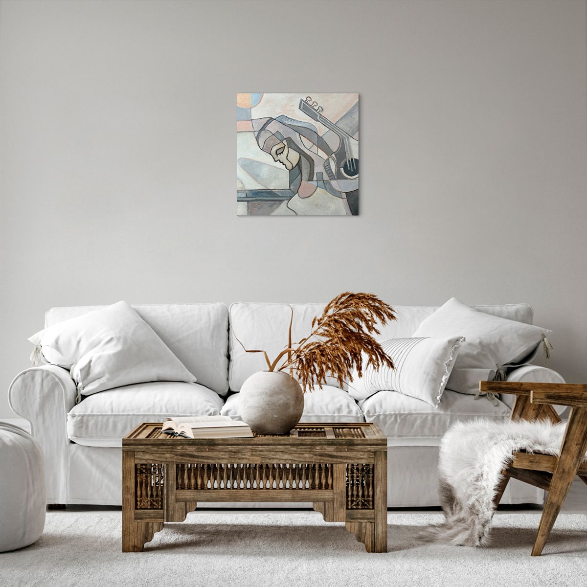 Obraz Na Płótnie - Kobieta Gitara  - 40X40 Cm - Ac40X40-3739