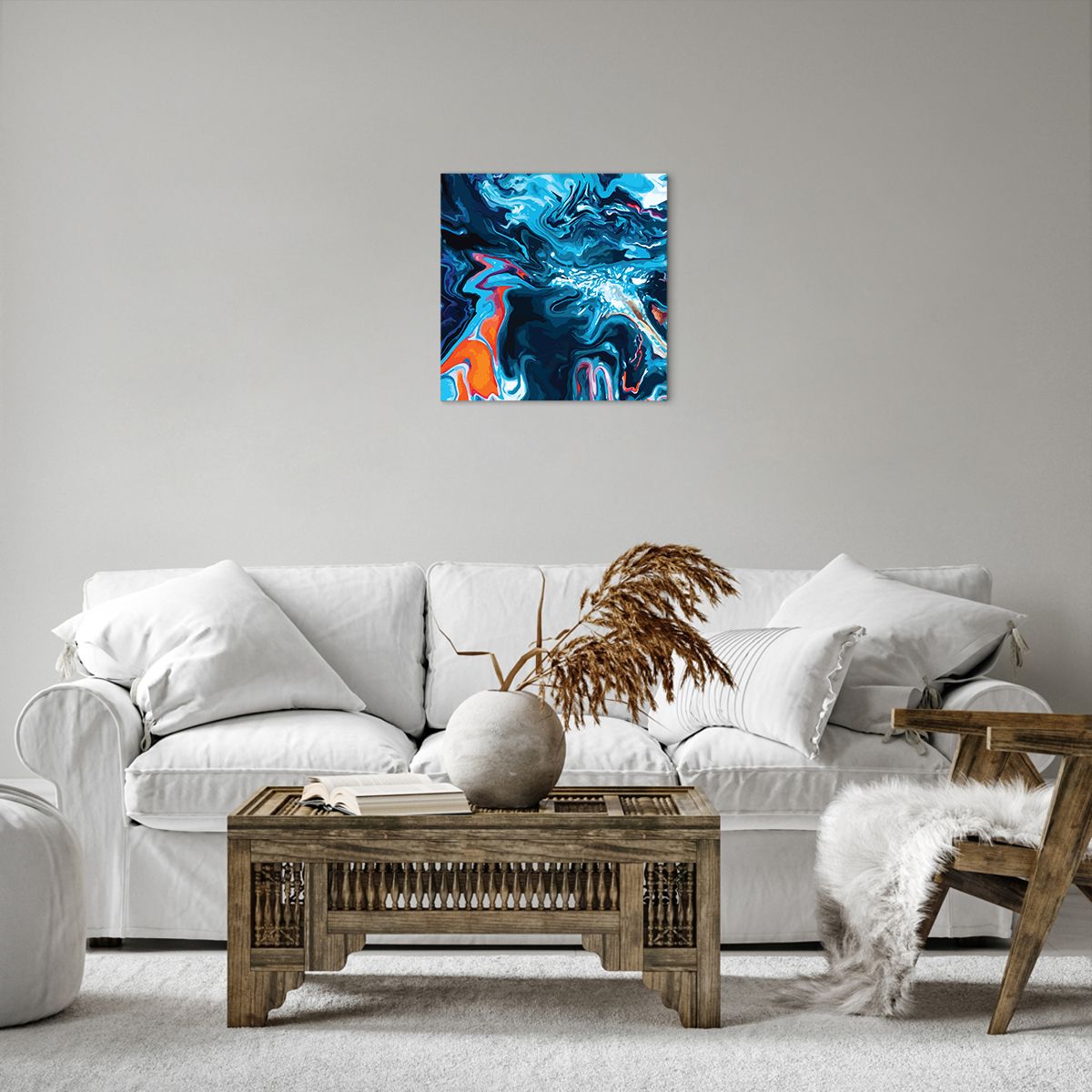 Obraz Na Płótnie - Abstrakcja Błękit  - 40X40 Cm - Ac40X40-4085