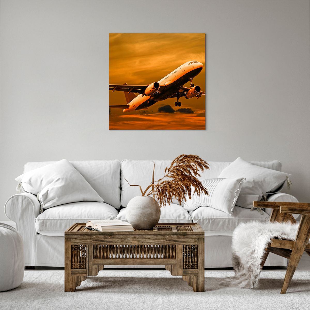 Obraz Na Płótnie - Samolot Start - 60X60 Cm - Ac60X60-0368