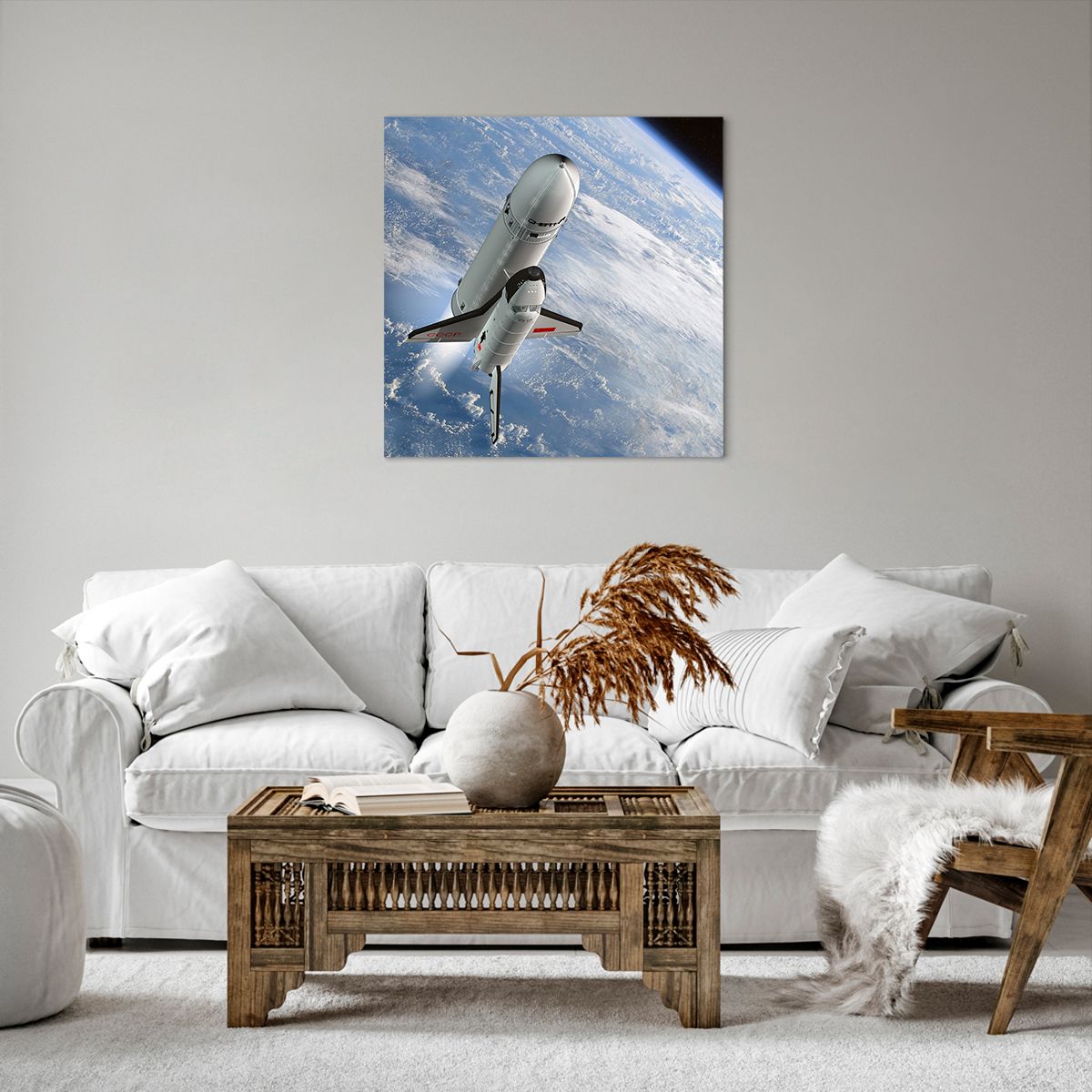 Obraz Na Płótnie - Sputnik Orbita - 60X60 Cm - Ac60X60-0496